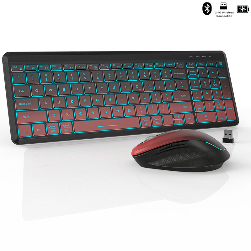 Gaming Keyboard Mouse Set - لوحة مفاتيح لاسلكية صامتة بألوان خلفية
