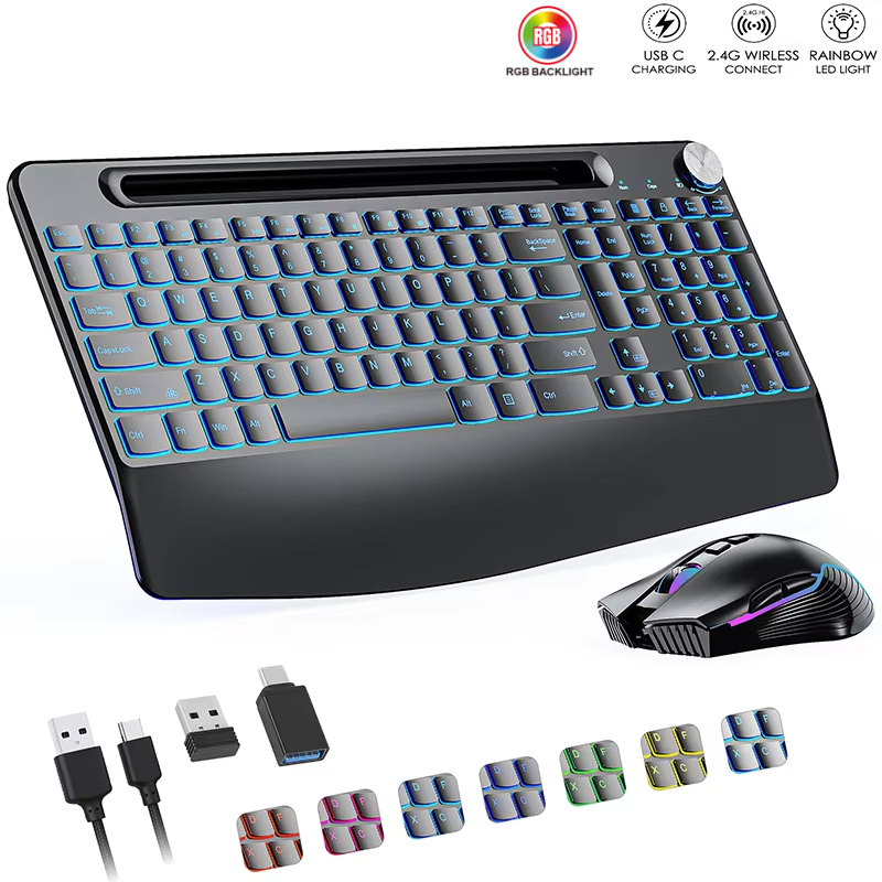Gaming Keyboard Mouse Set - مجموعة ماوس لوحة مفاتيح لاسلكية 2.4G&Type-C
