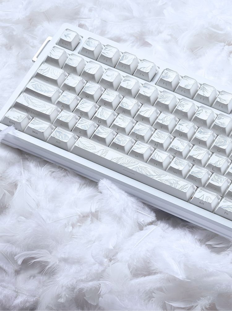 Gaming Keyboard Tkl - أغطية مفاتيح بنمط الريش 97 مفتاحًا،