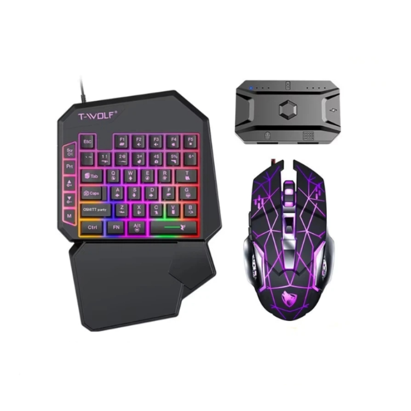 Gaming Keyboard Half - مجموعة لوحة مفاتيح وماوس للألعاب T-Wolf
