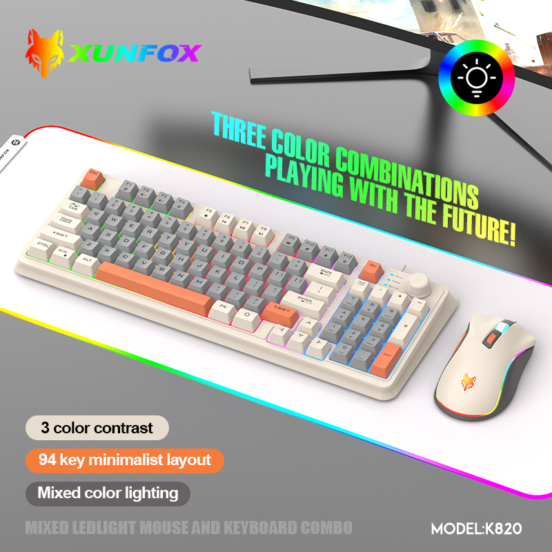 Gaming Keyboard Mouse Set - K820 USB السلكية لعبة لوحة المفاتيح
