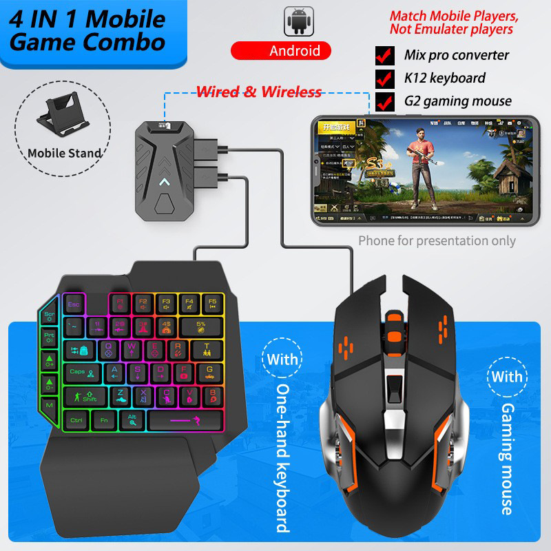Gaming Keyboard And Mouse Mobile - محول ألعاب الهاتف المحمول مجموعة لوحة