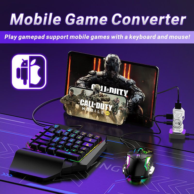 Gaming Keyboard Half - مجموعة محول ألعاب الهاتف المحمول، مجموعة