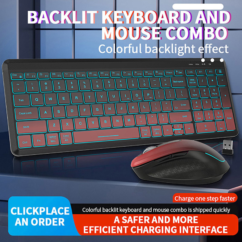 لوحة مفاتيح لاسلكية صامتة بألو - مراجعة Gaming Keyboard Mouse Set وسعره