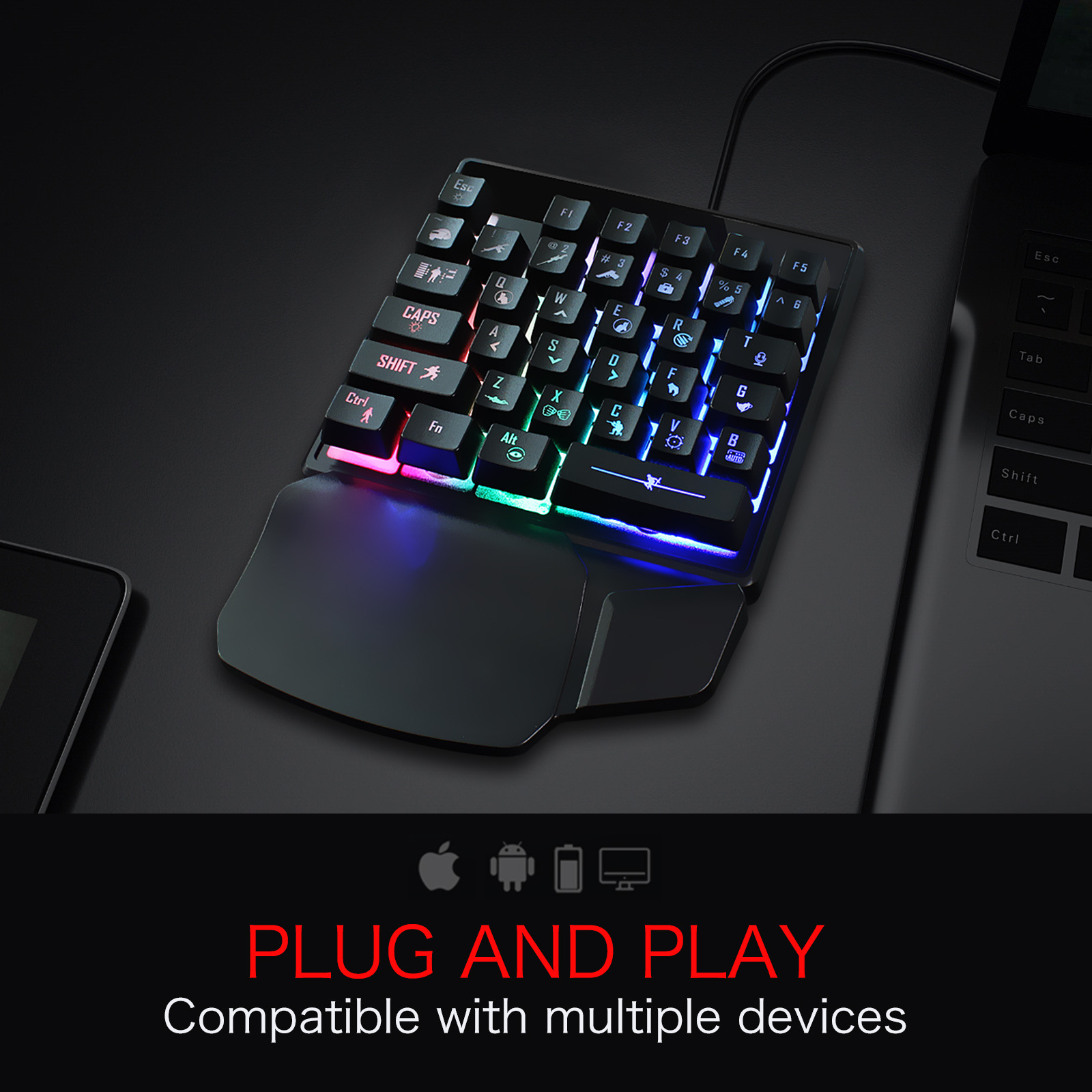 لوحة مفاتيح ألعاب بيد واحدة، 3 - مراجعة Gaming Keyboard Half وسعره