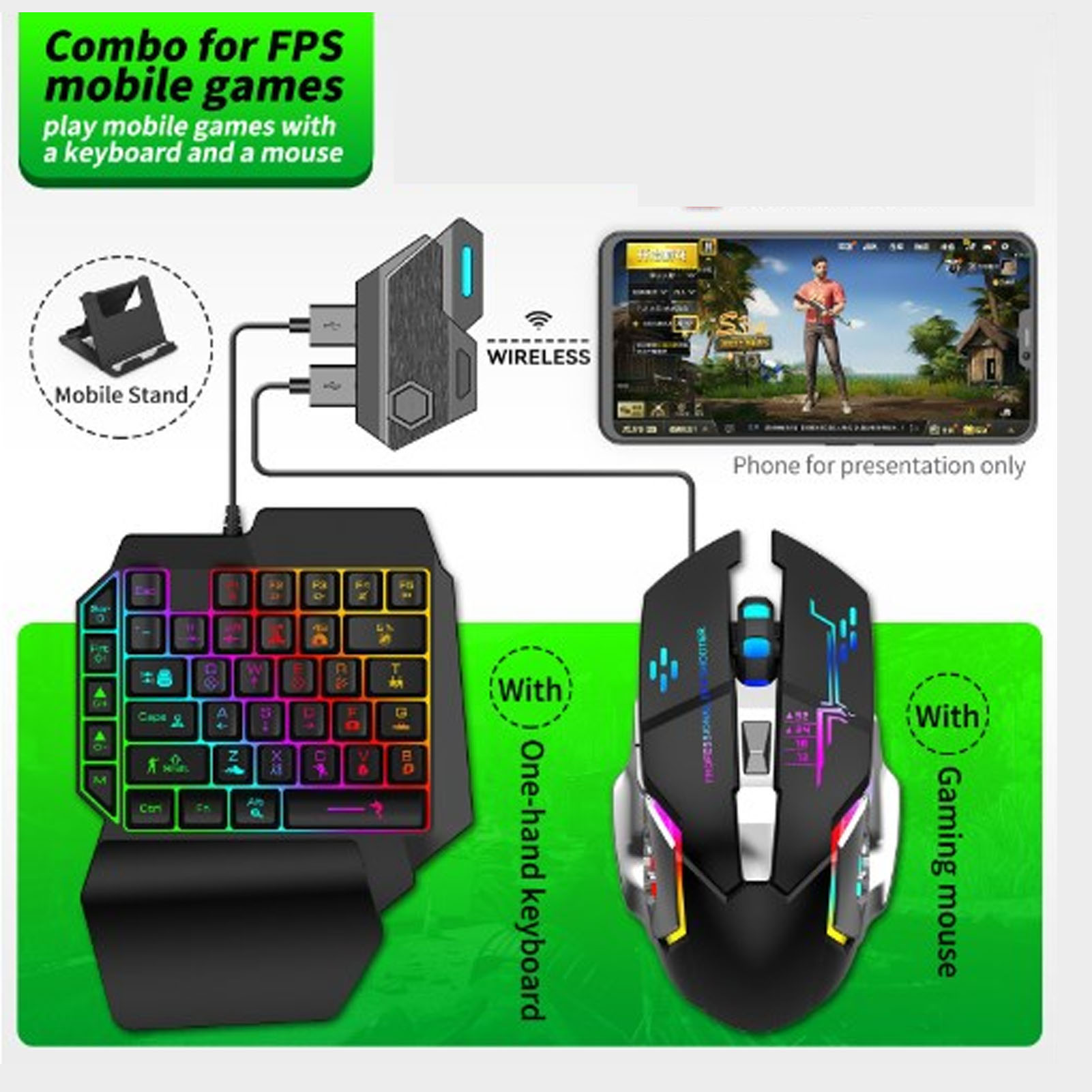 مجموعة ألعاب الهاتف المحمول كو - مراجعة Gaming Keyboard And Mouse Mobile وسعره